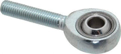 Made in USA - 1/4" ID, 3/4" Max OD, 5,262 Lb Max Static Cap, Plain Male Spherical Rod End - 1/4-28 RH, Alloy Steel with Steel Raceway - Americas Industrial Supply