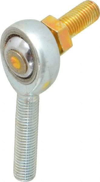 Made in USA - 5/16" ID, 7/8" Max OD, 7,639 Lb Max Static Cap, Male Spherical Rod End with Stud - 5/16-24 RH, Alloy Steel with Steel Raceway - Americas Industrial Supply