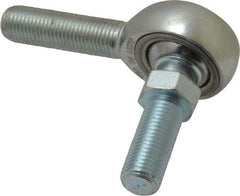 Made in USA - 3/8" ID, 1" Max OD, 9,550 Lb Max Static Cap, Male Spherical Rod End with Stud - 3/8-24 RH, Alloy Steel with Steel Raceway - Americas Industrial Supply