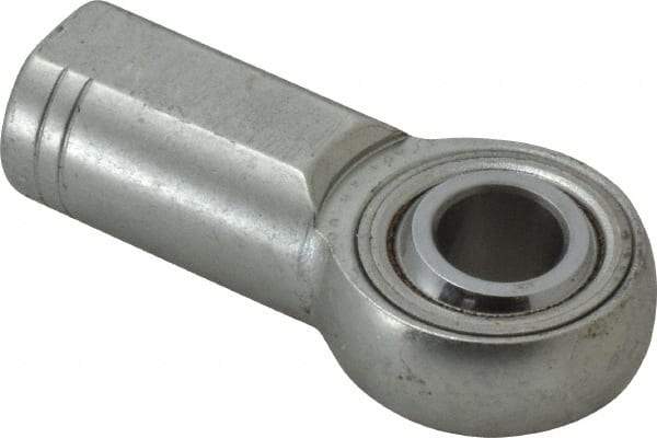 Made in USA - 1/2" ID, 1-5/16" Max OD, 15,340 Lb Max Static Cap, Plain Female Spherical Rod End - 1/2-20 RH, Alloy Steel with Steel Raceway - Americas Industrial Supply