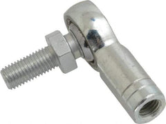 Made in USA - 5/16" ID, 7/8" Max OD, 7,640 Lb Max Static Cap, Female Spherical Rod End with Stud - 5/16-24 RH, Alloy Steel with Steel Raceway - Americas Industrial Supply