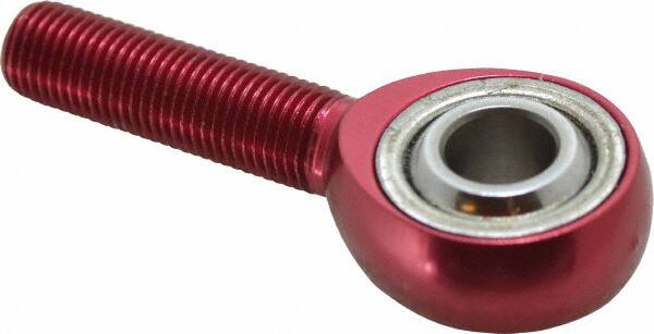 Made in USA - 3/8" ID, 1" Max OD, 4,208 Lb Max Static Cap, Plain Male Spherical Rod End - 3/8-24 RH, Alloy Steel with Steel Raceway - Americas Industrial Supply