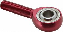 Made in USA - 3/8" ID, 1" Max OD, 4,208 Lb Max Static Cap, Plain Male Spherical Rod End - 3/8-24 RH, Alloy Steel with Steel Raceway - Americas Industrial Supply