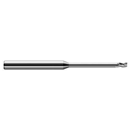 Miniature End Mills - Long Reach, Stub Flute - 0.1250″ (1/8″) Cutter Diameter × 0.1870″ (3/16″) Length of Cut × 0.3750″ (3/8″) Reach Carbide Square End Mill, 3 Flutes - Exact Industrial Supply