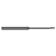 Miniature End Mills - Long Reach, Stub Flute - 0.0150″ (1/64″) Cutter Diameter × 0.0220″ Length of Cut × 0.1870″ (3/16″) Reach Carbide Square End Mill, 3 Flutes - Exact Industrial Supply