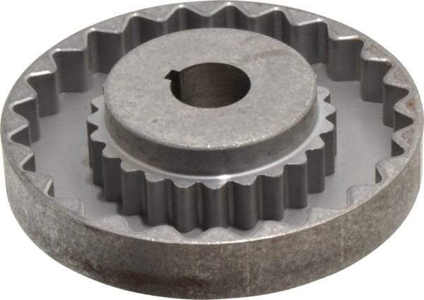 Lovejoy - 7/8" Max Bore Diam, 3/16" x 3/32" Keyway Width x Depth, Flexible Coupling Hub - 4-5/8" OD, 3.94" OAL, Cast Iron - Americas Industrial Supply