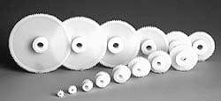 Poly Hi Solidur - 8 Pitch, 2" Pitch Diam, 16 Tooth Spur Gear - 1-1/4" Face Width, 1/2" Bore Diam, 1-5/8" Hub Diam, Nylon - Americas Industrial Supply