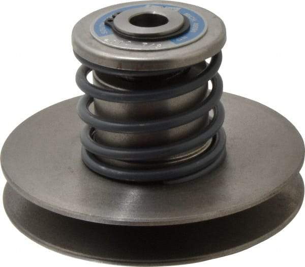 Lovejoy - 1.72" Min Pitch, 3-1/2" Long, 4.65" Max Diam, Spring Loaded Variable Speed Pulley - 5" Outside Diam, 7/8" Inside Diam, 1/2 Hp at 1750 RPM, 0.333 Hp at 1150 RPM - Americas Industrial Supply