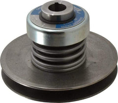 Lovejoy - 2.69" Min Pitch, 4.13" Long, 5.65" Max Diam, Spring Loaded Variable Speed Pulley - 6" Outside Diam, 7/8" Inside Diam, 1 Hp at 1750 RPM, 3/4 Hp at 1150 RPM - Americas Industrial Supply
