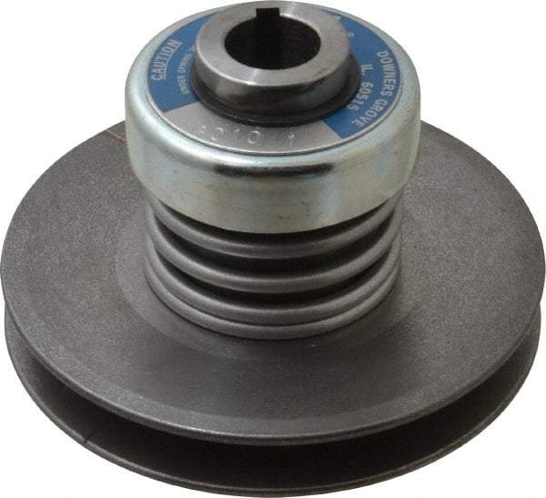 Lovejoy - 2.69" Min Pitch, 4.13" Long, 5.65" Max Diam, Spring Loaded Variable Speed Pulley - 6" Outside Diam, 1" Inside Diam, 1 Hp at 1750 RPM, 3/4 Hp at 1150 RPM - Americas Industrial Supply