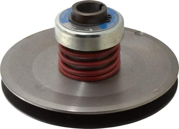 Lovejoy - 5" Min Pitch, 4.38" Long, 7.9" Max Diam, Spring Loaded Variable Speed Pulley - 8-1/4" Outside Diam, 1-1/8" Inside Diam, 5 Hp at 1750 RPM, 3 Hp at 1150 RPM - Americas Industrial Supply