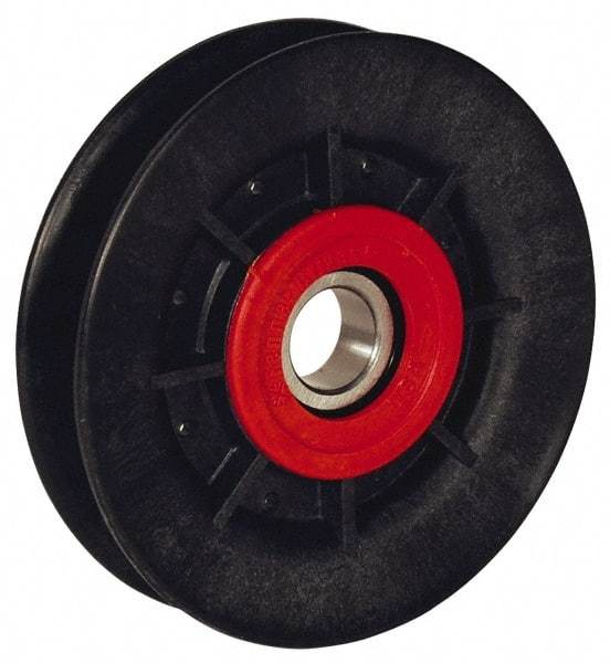 Fenner Drives - 17 Inside x 6.03" Outside Diam, 1/2" Wide Pulley Slot, Glass Reinforced Nylon Idler Pulley - 4L/A Belt Section, For Use with V-Belts - Americas Industrial Supply