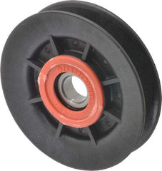 Fenner Drives - 17 Inside x 4" Outside Diam, 0.64" Wide Pulley Slot, Glass Reinforced Nylon Idler Pulley - 5L/B Belt Section, For Use with V-Belts - Americas Industrial Supply