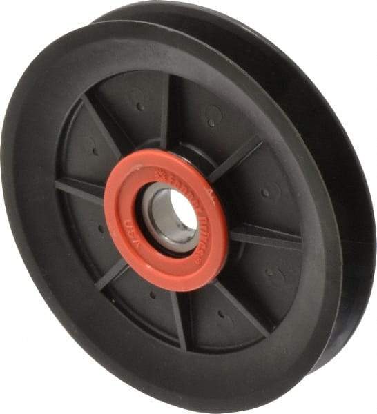 Fenner Drives - 17 Inside x 5.04" Outside Diam, 0.65" Wide Pulley Slot, Glass Reinforced Nylon Idler Pulley - 5L/B Belt Section, For Use with V-Belts - Americas Industrial Supply