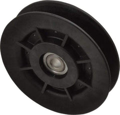 Fenner Drives - 3/8 Inside x 4" Outside Diam, 0.64" Wide Pulley Slot, Glass Reinforced Nylon Idler Pulley - 5L/B Belt Section, For Use with V-Belts - Americas Industrial Supply