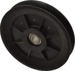 Fenner Drives - 3/8 Inside x 5.04" Outside Diam, 0.65" Wide Pulley Slot, Glass Reinforced Nylon Idler Pulley - 5L/B Belt Section, For Use with V-Belts - Americas Industrial Supply