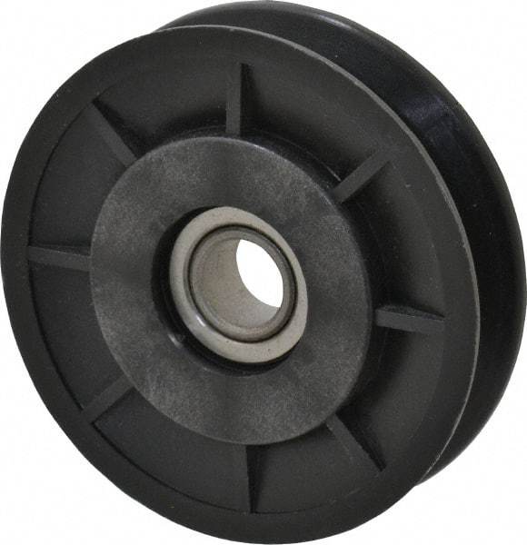 Fenner Drives - 1/2 Inside x 3" Outside Diam, 1/2" Wide Pulley Slot, Glass Reinforced Nylon Idler Pulley - 4L/A Belt Section, For Use with V-Belts - Americas Industrial Supply