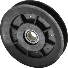 Fenner Drives - 1/2 Inside x 3.98" Outside Diam, 1/2" Wide Pulley Slot, Glass Reinforced Nylon Idler Pulley - 4L/A Belt Section, For Use with V-Belts - Americas Industrial Supply