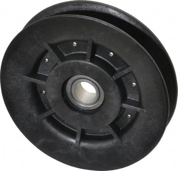 Fenner Drives - 1/2 Inside x 4" Outside Diam, 0.64" Wide Pulley Slot, Glass Reinforced Nylon Idler Pulley - 5L/B Belt Section, For Use with V-Belts - Americas Industrial Supply