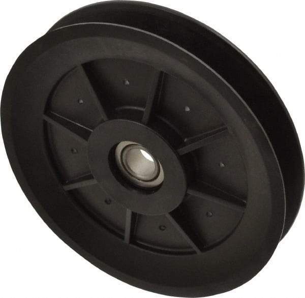 Fenner Drives - 1/2 Inside x 5.04" Outside Diam, 0.65" Wide Pulley Slot, Glass Reinforced Nylon Idler Pulley - 5L/B Belt Section, For Use with V-Belts - Americas Industrial Supply