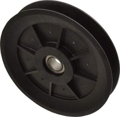 Fenner Drives - 1/2 Inside x 5.04" Outside Diam, 0.65" Wide Pulley Slot, Glass Reinforced Nylon Idler Pulley - 5L/B Belt Section, For Use with V-Belts - Americas Industrial Supply