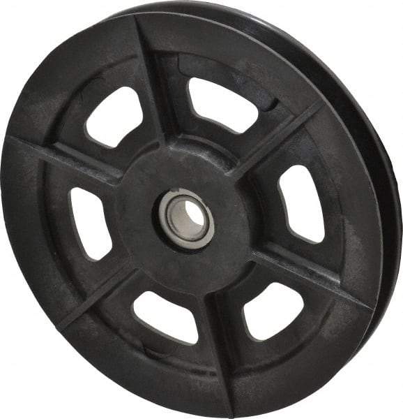 Fenner Drives - 1/2 Inside x 6.03" Outside Diam, 1/2" Wide Pulley Slot, Glass Reinforced Nylon Idler Pulley - 4L/A Belt Section, For Use with V-Belts - Americas Industrial Supply