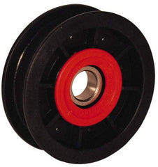 Fenner Drives - 17 Inside x 3-1/2" Outside Diam, 0.44" Wide Pulley Slot, Glass Reinforced Nylon Idler Pulley - 3/8" Belt Size Diam, For Use with Round Belts - Americas Industrial Supply