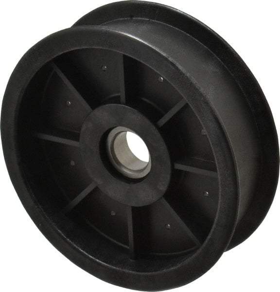 Fenner Drives - 17 Inside x 4-1/2" Outside Diam, 1.09" Wide Pulley Slot, Glass Reinforced Nylon Idler Pulley - For Use with Flat Belts, 29/32" Wide - Americas Industrial Supply