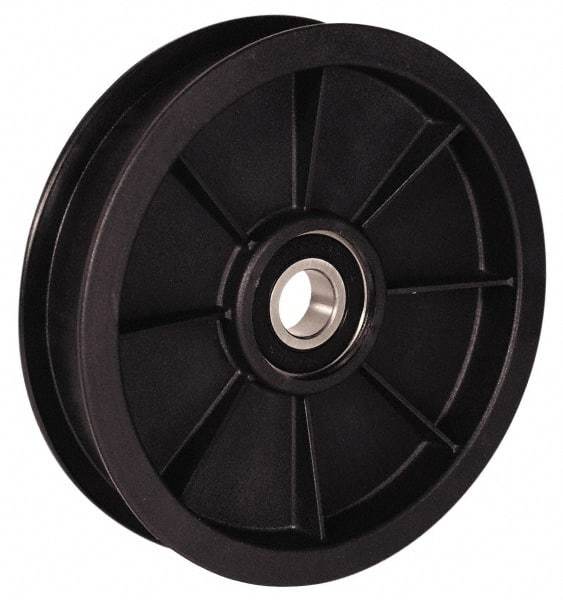 Fenner Drives - 3/8 Inside x 4.82" Outside Diam, 0.73" Wide Pulley Slot, Glass Reinforced Nylon Idler Pulley - 11/16" Belt Size Diam, For Use with Round Belts - Americas Industrial Supply
