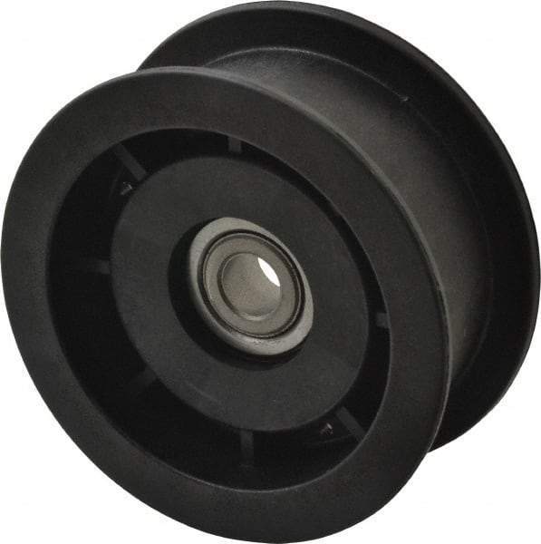 Fenner Drives - 3/8 Inside x 3" Outside Diam, 1.02" Wide Pulley Slot, Glass Reinforced Nylon Idler Pulley - For Use with Flat Belts, 7/8" Wide - Americas Industrial Supply