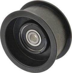 Fenner Drives - 3/8 Inside x 3.38" Outside Diam, 1.38" Wide Pulley Slot, Glass Reinforced Nylon Idler Pulley - For Use with Flat Belts, 1-1/8" Wide - Americas Industrial Supply