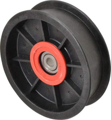 Fenner Drives - 3/8 Inside x 4-1/2" Outside Diam, 1.09" Wide Pulley Slot, Glass Reinforced Nylon Idler Pulley - For Use with Flat Belts, 29/32" Wide - Americas Industrial Supply