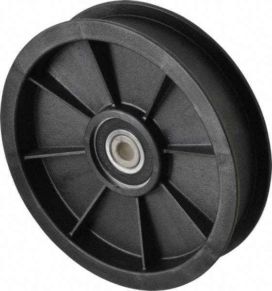 Fenner Drives - 3/8 Inside x 5.56" Outside Diam, 1.02" Wide Pulley Slot, Glass Reinforced Nylon Idler Pulley - For Use with Flat Belts, 7/8" Wide - Americas Industrial Supply