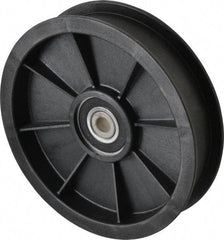 Fenner Drives - 3/8 Inside x 5.56" Outside Diam, 1.02" Wide Pulley Slot, Glass Reinforced Nylon Idler Pulley - For Use with Flat Belts, 7/8" Wide - Americas Industrial Supply