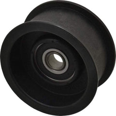 Fenner Drives - 1/2 Inside x 3.38" Outside Diam, 1.38" Wide Pulley Slot, Glass Reinforced Nylon Idler Pulley - For Use with Flat Belts, 1-1/8" Wide - Americas Industrial Supply