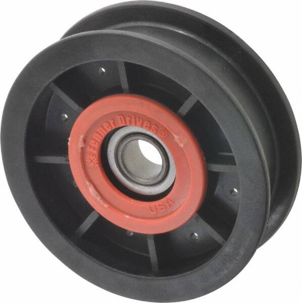 Fenner Drives - 1/2 Inside x 3-1/2" Outside Diam, 0.77" Wide Pulley Slot, Glass Reinforced Nylon Idler Pulley - For Use with Flat Belts, 5/8" Wide - Americas Industrial Supply