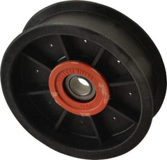 Fenner Drives - 1/2 Inside x 4-1/2" Outside Diam, 1.09" Wide Pulley Slot, Glass Reinforced Nylon Idler Pulley - For Use with Flat Belts, 29/32" Wide - Americas Industrial Supply