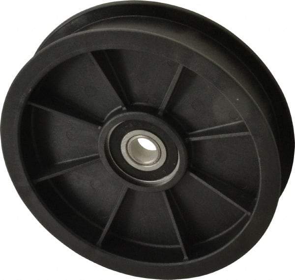 Fenner Drives - 1/2 Inside x 5.56" Outside Diam, 1.02" Wide Pulley Slot, Glass Reinforced Nylon Idler Pulley - For Use with Flat Belts, 7/8" Wide - Americas Industrial Supply