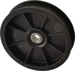 Fenner Drives - 1/2 Inside x 5.56" Outside Diam, 1.02" Wide Pulley Slot, Glass Reinforced Nylon Idler Pulley - For Use with Flat Belts, 7/8" Wide - Americas Industrial Supply
