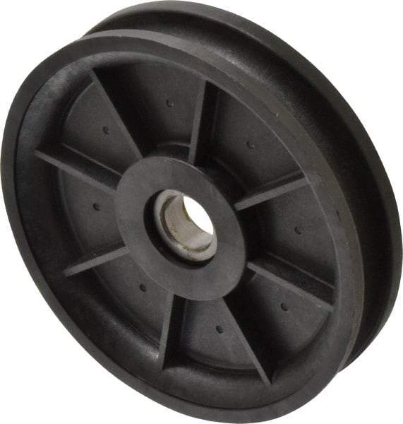 Fenner Drives - 17 Inside x 4.8" Outside Diam, 0.53" Wide Pulley Slot, Glass Reinforced Nylon Idler Pulley - 1/2" Belt Size Diam, For Use with Round Belts - Americas Industrial Supply