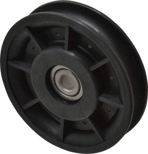 Fenner Drives - 3/8 Inside x 3-1/2" Outside Diam, 0.53" Wide Pulley Slot, Glass Reinforced Nylon Idler Pulley - 1/2" Belt Size Diam, For Use with Round Belts - Americas Industrial Supply