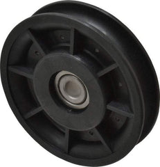 Fenner Drives - 3/8 Inside x 3-1/2" Outside Diam, 0.53" Wide Pulley Slot, Glass Reinforced Nylon Idler Pulley - 1/2" Belt Size Diam, For Use with Round Belts - Americas Industrial Supply