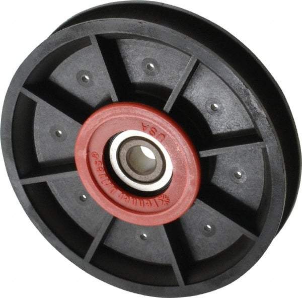 Fenner Drives - 3/8 Inside x 4.12" Outside Diam, 0.53" Wide Pulley Slot, Glass Reinforced Nylon Idler Pulley - 1/2" Belt Size Diam, For Use with Round Belts - Americas Industrial Supply