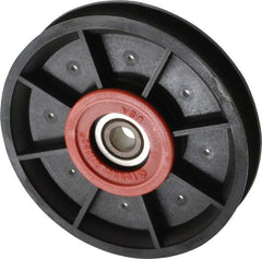 Fenner Drives - 3/8 Inside x 4.12" Outside Diam, 0.53" Wide Pulley Slot, Glass Reinforced Nylon Idler Pulley - 1/2" Belt Size Diam, For Use with Round Belts - Americas Industrial Supply