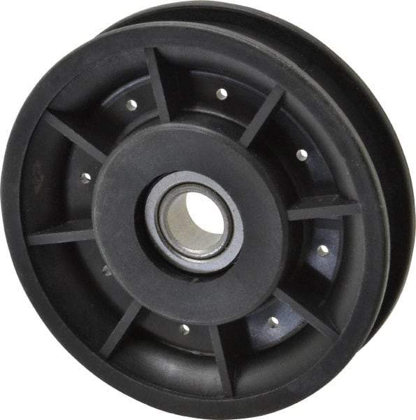 Fenner Drives - 1/2 Inside x 3-1/2" Outside Diam, 0.53" Wide Pulley Slot, Glass Reinforced Nylon Idler Pulley - 1/2" Belt Size Diam, For Use with Round Belts - Americas Industrial Supply