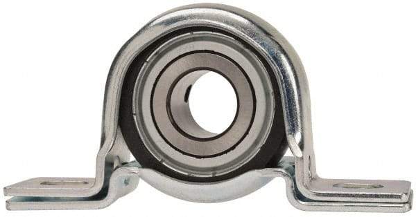 Value Collection - 3/4" ID, 4-1/4" OAL x 2-7/32" OAH Pillow Block - 1,650 Lb Static Cap, 2,830 Lb Dyn Cap, 3.3906" Btw Mnt Hole Ctrs, 1-1/8" Base-to-Ctr Ht, Stamped Steel Rubber Mount - Americas Industrial Supply