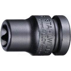 Impact Sockets; Drive Size: 1/2 in; Socket Size (mm): 10; Torx Size: E10; Drive Style: Square; Overall Length (Decimal Inch): 1.5000; Material: Alloy Steel; Finish: Gunmetal; Insulated: No; Non-sparking: No; Deep: No; Number Of Points: 6