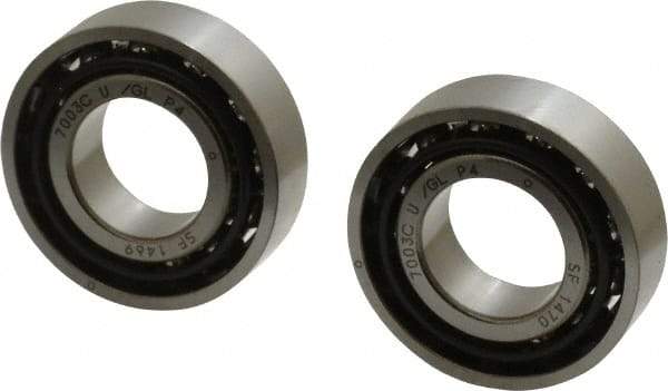 Nachi - 17mm Bore Diam, 35mm OD, Open Angular Contact Radial Ball Bearing - 10mm Wide, 1 Row, Round Bore, 8,300 Nm Static Capacity, 11,400 Nm Dynamic Capacity - Americas Industrial Supply