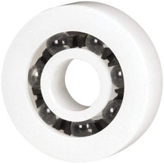 Made in USA - 1/4" Bore Diam, 3/4" OD, Open Plastic Race Radial Ball Bearing - 7/32" Wide, 1 Row, Round Bore, 17 Lb Static Capacity, 26 Lb Dynamic Capacity - Americas Industrial Supply