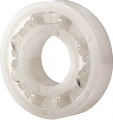 Made in USA - 3/8" Bore Diam, 7/8" OD, Open Plastic Race Radial Ball Bearing - 7/32" Wide, 1 Row, Round Bore, 33 Lb Static Capacity, 42 Lb Dynamic Capacity - Americas Industrial Supply